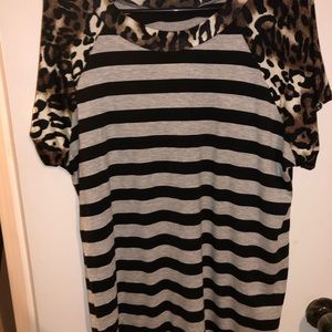 Stripped leopard top